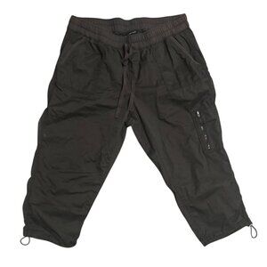 Lane Bryant Womens Capri Pants 14/16 Brown Drawstring Waist Cargo Pocket Cotton